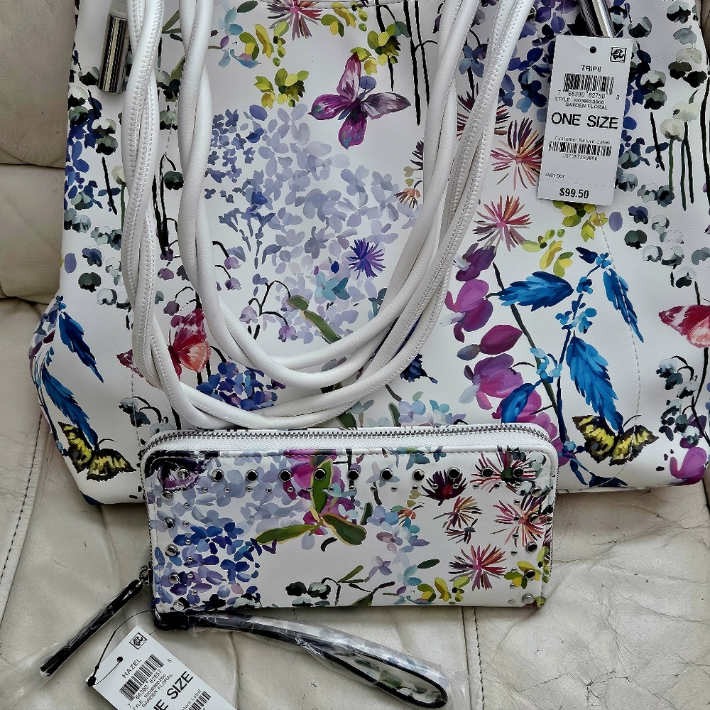 I.N.C. Trippi Floral Large Tote Bag & Matching Hazel Zip-around     Wallet Set
